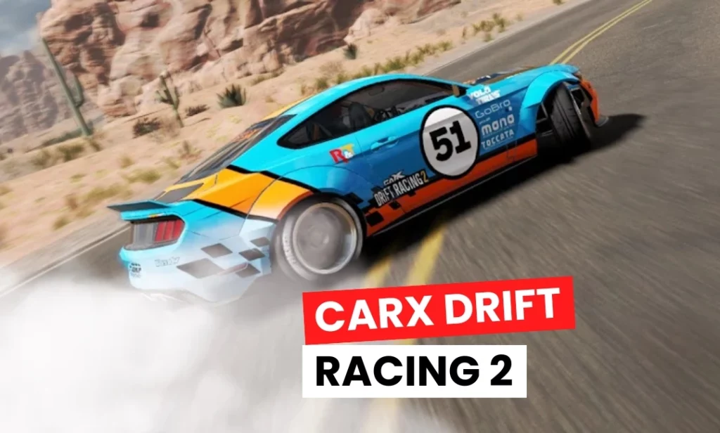 CarX Drift Racing 2 high-speed drift racing game with smoke effects, tire physics, and customizable cars