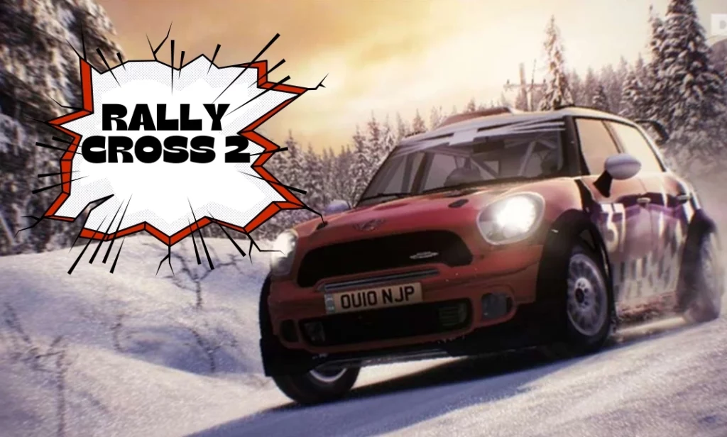 Rally Cross 2 off-road racing game screenshot showing dirt tracks, rugged terrain, and realistic rally vehicles